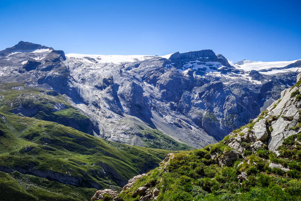 Alpine glaciers and mountains landscape in Pralognan la Vanoise. French alps. - Fotó, kép