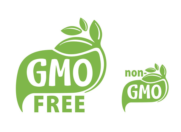 GMO free and non-GMO green flat eco-friendly stamp - Vector, afbeelding