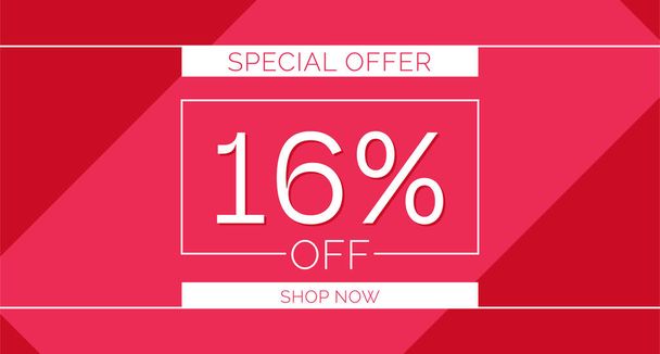 16% off special offer banner, 16% off simple banner design - Vector, Image