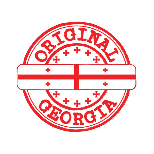 Vector Sello del logotipo original con texto Georgia y empate en el medio con bandera de la nación. Grunge Rubber Texture Sello de Original de Georgia. - Vector, imagen