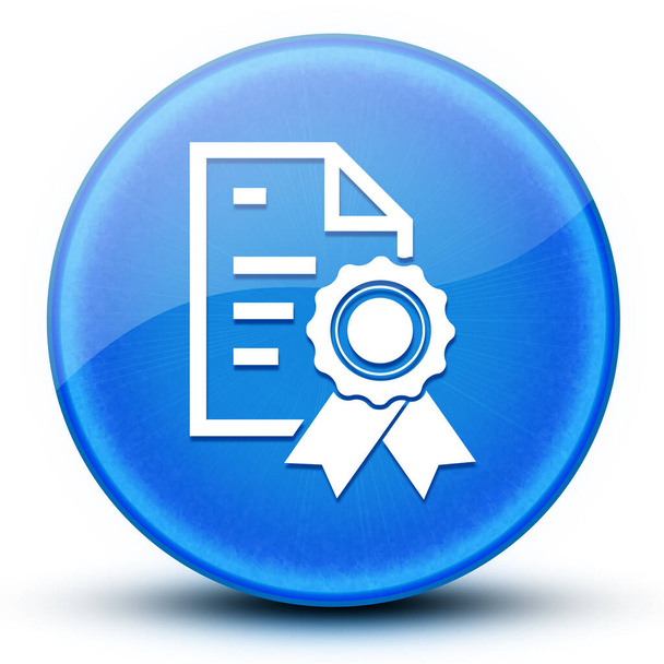 Certyfikat papier oko błyszczący niebieski okrągły przycisk abstrakcyjny ilustracja - Zdjęcie, obraz