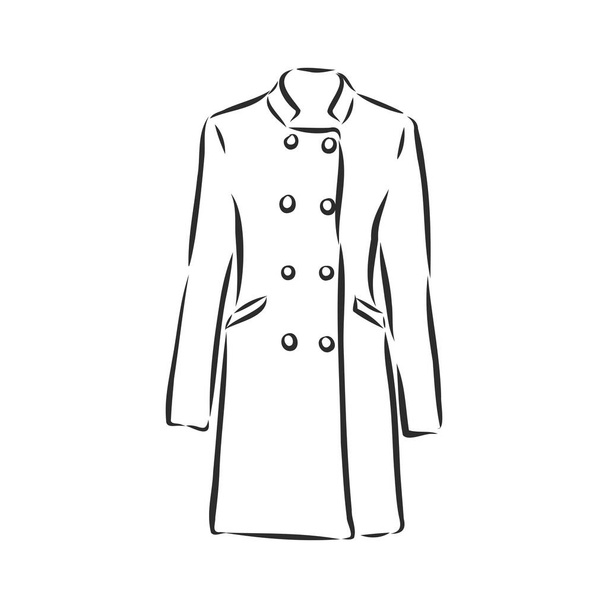Naisten takki, muoti litteä luonnos. Tekninen piirustus - Vektori, kuva