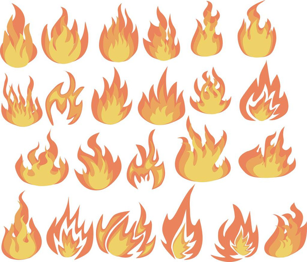 Set of Flame icons. fire icons and pictograms set isolated on white background - Vector, Image
