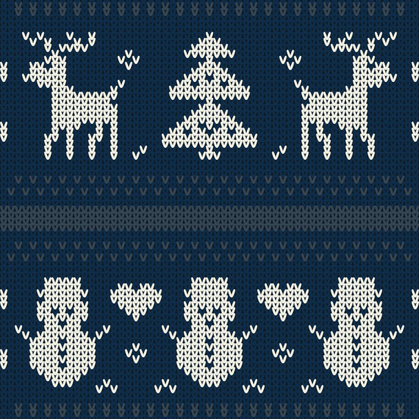 Christmas seamless knitted pattern background, Christmas and New Year greeting cards - Vector, Image