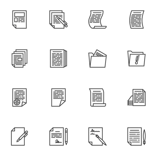 Business document line icons set - Vektor, Bild