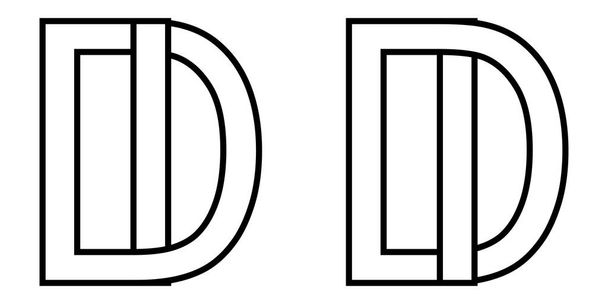 Logo id di icono signo de dos letras entrelazadas I D, vector logo id di primera letra mayúscula patrón alfabeto i d - Vector, Imagen