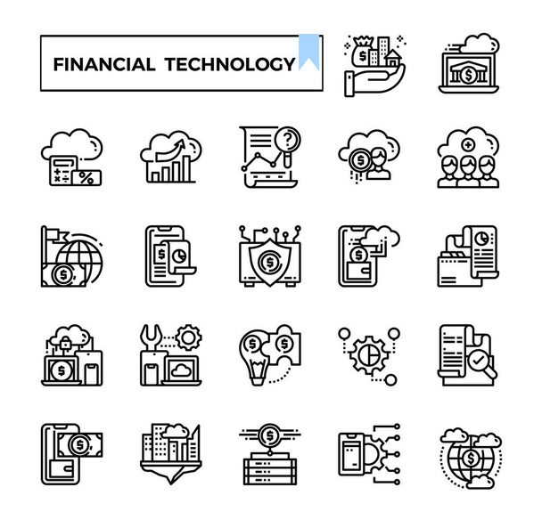 Набір піктограм контурів фінансових технологій
. - Вектор, зображення