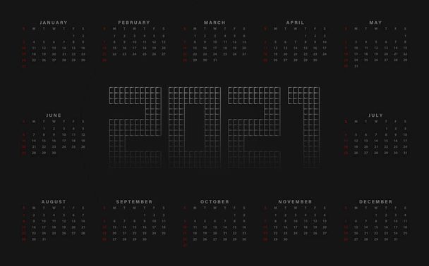 2021 calendar vector design, made of metal chain link fence. Luxury silver, elegant style. Week start from sunday      - Vector, imagen