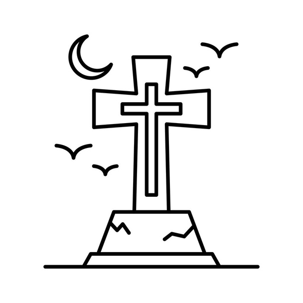 Spooky gravestoneLine vector icon which can easily modify or edit - Vector, Image