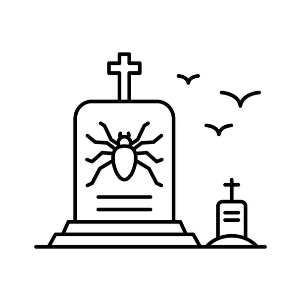Spooky GravestoneLine vector icon which can easily modify or edit - Vector, Image