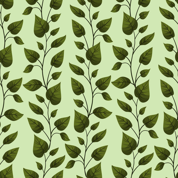 Vector seamless pattern with vertical green foliate twigs; for greeting cards, invitations, posters, banners, wrapping paper. - Vector, afbeelding