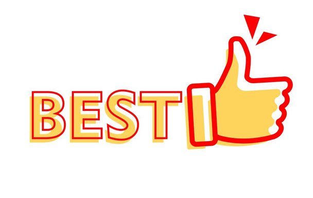 Red yellow best with thumbs up recommended design vector illustration tag - Vector, Image