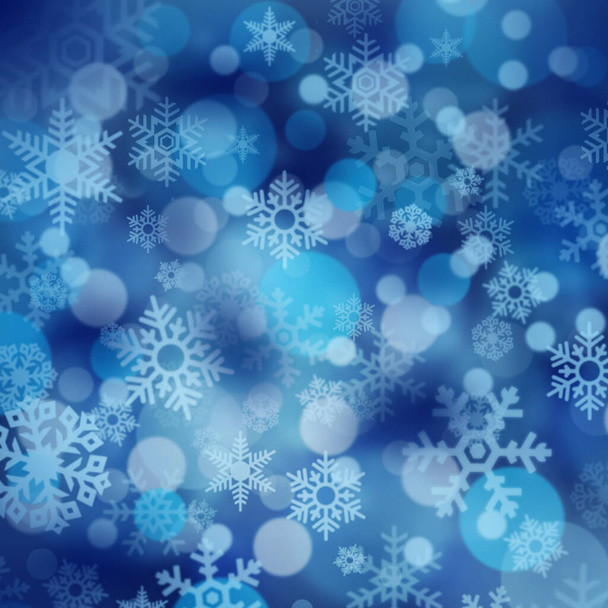 青い抽象的な雪が降る冬のクリスマスの背景 - 写真・画像