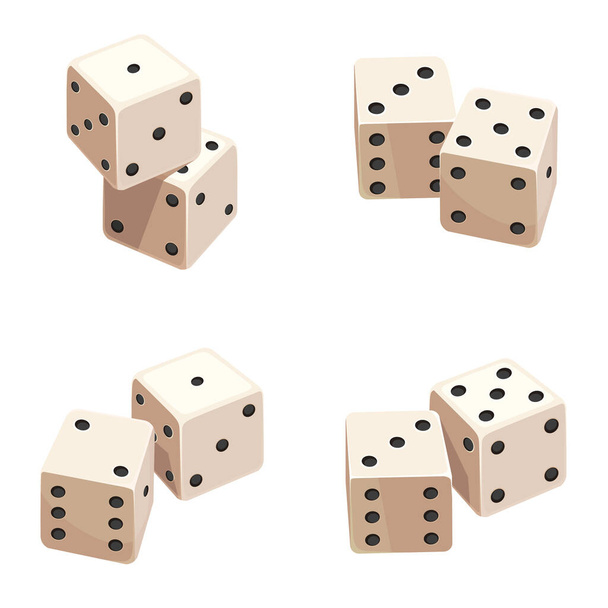  Dice in different angles. Objects of gambling game. - Vector, Image