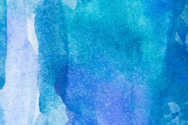 aquarelles bleues sur papier texture, fond design, élément peint à la main - Photo, image