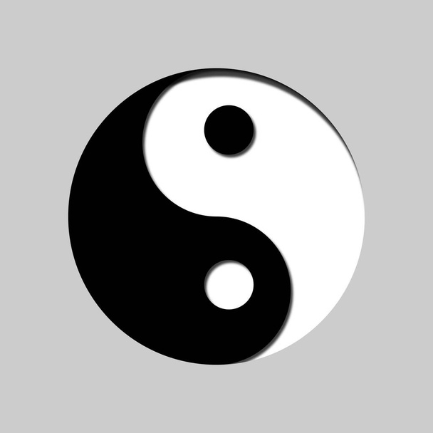  Symbole Yin Yang. Symbole d'harmonie et d'équilibre, isolé sur le fond gris. Style de coupe de papier, tendance. Illustration vectorielle - Vecteur, image