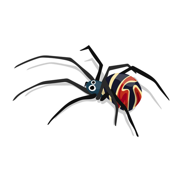 Araña extraña y colorida aislada sobre fondo blanco. Spider vector de dibujos animados.  - Vector, Imagen
