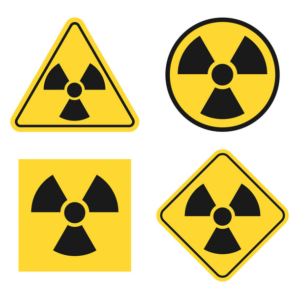 白地に隔離された電離放射線危険記号ベクトル。異なる放射線標識のセット. - ベクター画像