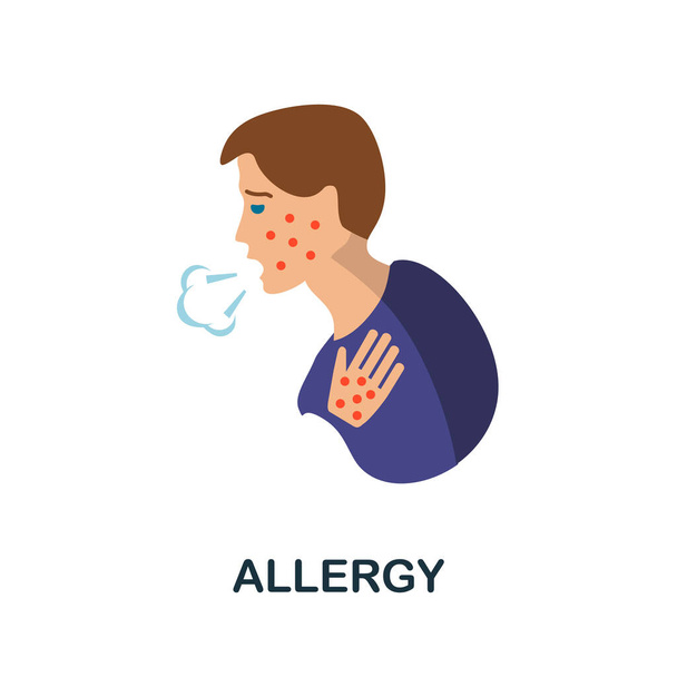 Ikona alergii. Prosta ilustracja z kolekcji chorób zdrowotnych. Monochromatyczna ikona alergii do projektowania stron internetowych, szablonów i infografik. - Wektor, obraz