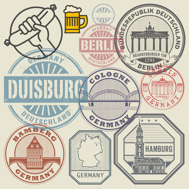 Travel stamps or symbols set, Germany theme, abstract vector illustration - Вектор,изображение