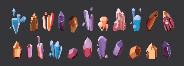 set of crystal stones. cartoon icon design template with various models. modern vector illustration isolated on background - Vector, Image