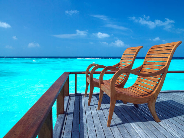 Paraíso das ilhas tropicais - Atol Ari do Sul nas Maldivas, no norte do Oceano Índico. - Foto, Imagem