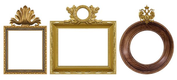 Набір золотих рам для картин, дзеркал або фото ізольованих на білому тлі
 - Фото, зображення