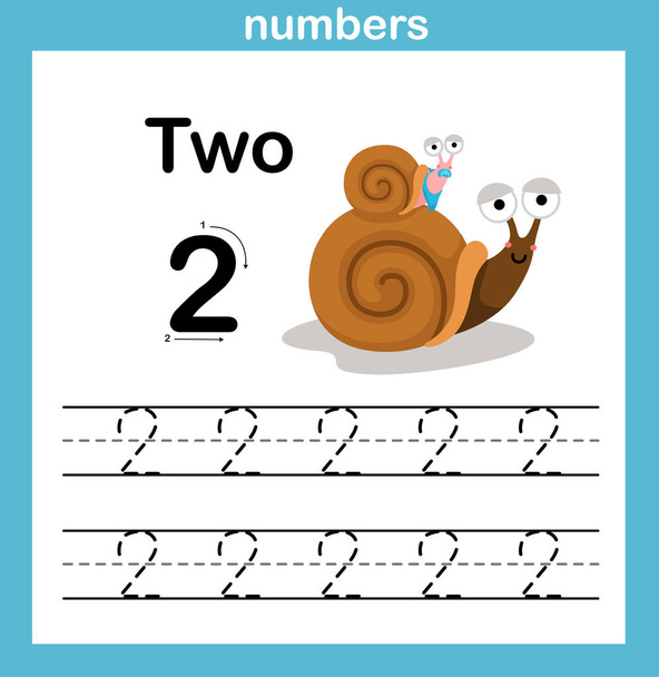 number exercise with cartoon illustration, vector - Vector, Image