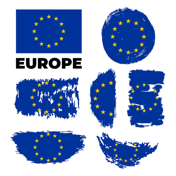 Bandeira da União Europeia em Paint Trail View - Vetor, Imagem