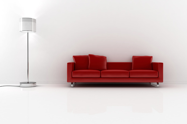 3d man reading the newspaper in a red sofa - Foto, imagen