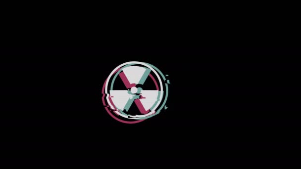 Icona di radiazione retrò con effetto Glitch. Video 4K. - Filmati, video
