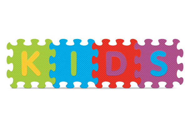 Vector "KIDS" escrito con el rompecabezas del alfabeto
 - Vector, Imagen