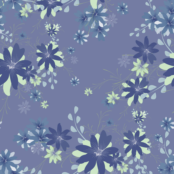 Seamless Pattern with Daisy Flowers. Bright Texture for Print, Textile, Linen, Cloth. Pretty Pattern for Wrapping Paper. Vector Wild Flowers. Endless Texture. Colorful Rapport in Retro Style. - Vektor, Bild