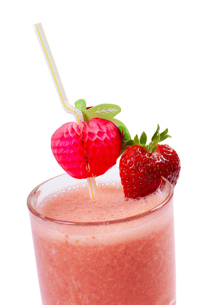 Freshening strawberry smoothie  isolated on white - Фото, зображення