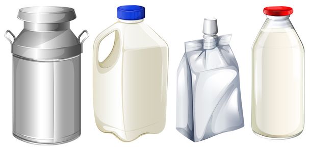 Different milk containers - Vector, Image