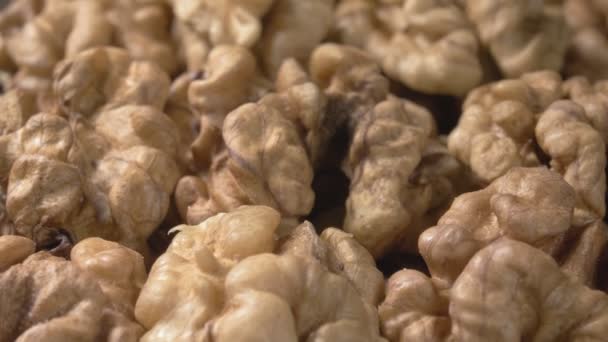 Close-up walnuts. The kernels close-up. Super macro. - Footage, Video