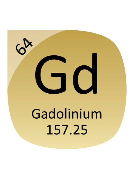 ガドリニウムの周期表元素の名称、記号、原子質量及び原子数 - ベクター画像