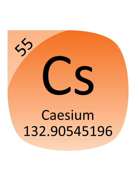セシウムの周期表元素の名称、記号、原子質量及び原子数 - ベクター画像