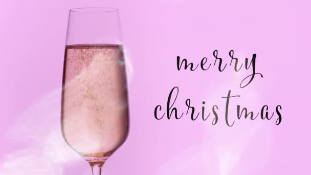 Champagne glass with Merry Christmas - Footage, Video