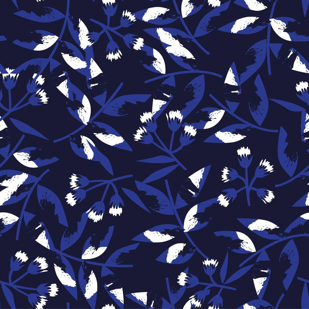 Blue Tropical Leaf botanical seamless pattern background suitable for fashion prints, graphics, backgrounds and crafts - Vetor, Imagem