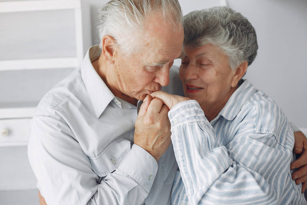 Beautiful old couple spent time together at home - Photo, image