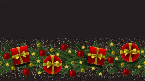 Christmas and New Year Seamless Border with Fir Tree - Vecteur, image