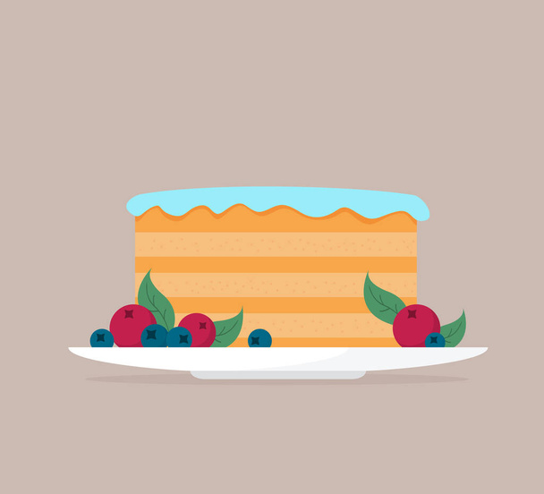 Flat vector cheesecake isolated on color background - Vector, Imagen