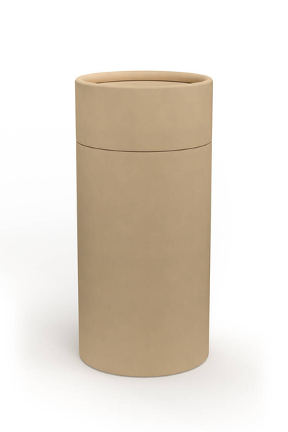 Kraft embalagem de papelão pacote de tubo de papelão isolado no fundo branco - renderização 3d - Foto, Imagem