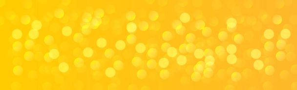 Multicolored blurry bokeh on a yellow background - Panorama - Vector, Image