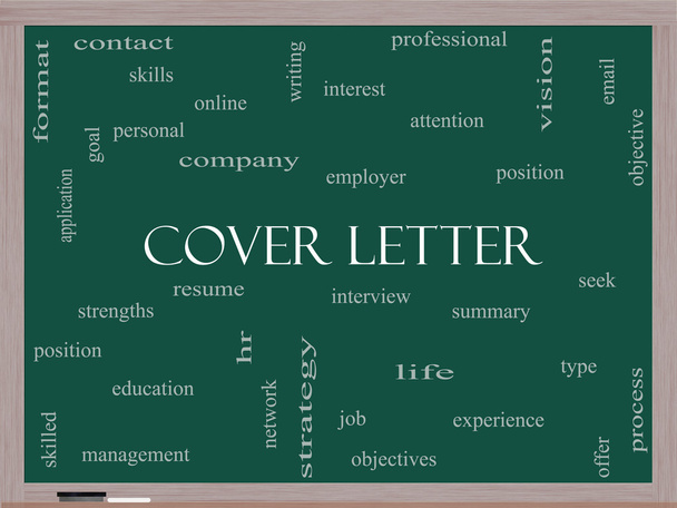 Cover Letter Word Cloud concept on a Blackboard
 - Фото, изображение