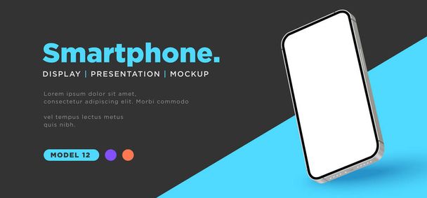 3d realistic smartphone display mockup vector. isolated angled perspective modern phone presentation - Vector, Image