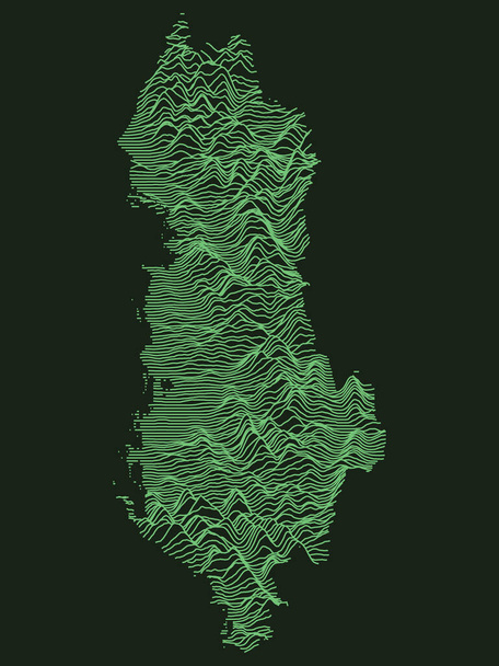 Tactical Military Emerald 3D Topography Map of European Country of Albania - Vector, Image