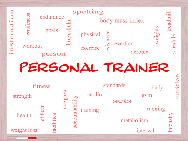 Personal Trainer Word Cloud Concept on a Whiteboard - Photo, Image