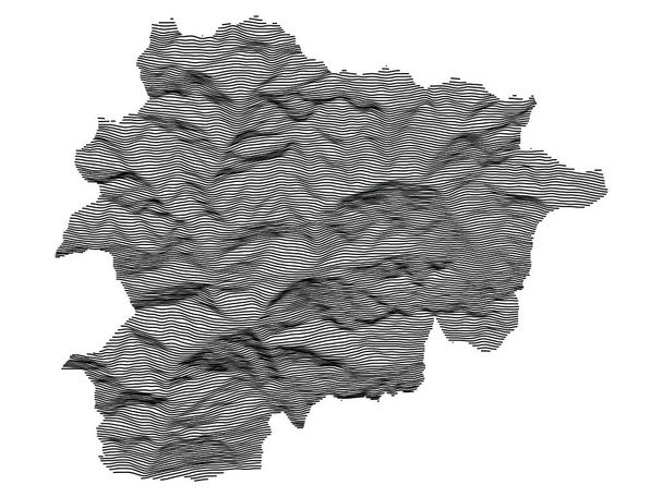 Avrupa Ülkesi Andorra 'nın Gri 3D Topografi Haritası - Vektör, Görsel